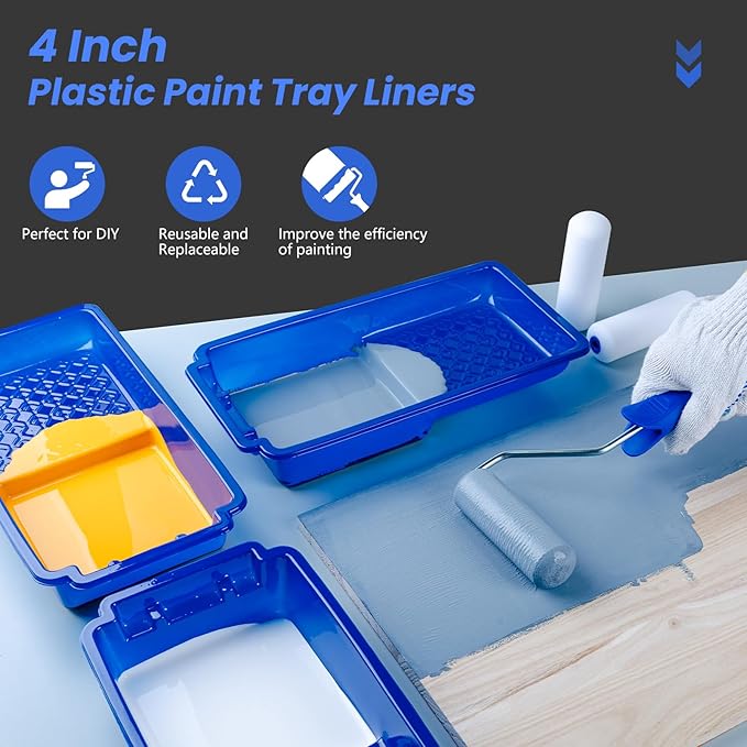 Mister Rui 4 Inch Paint Tray Liners, 15 Pack, Plastic Paint Trays, Small Paint - Image 5