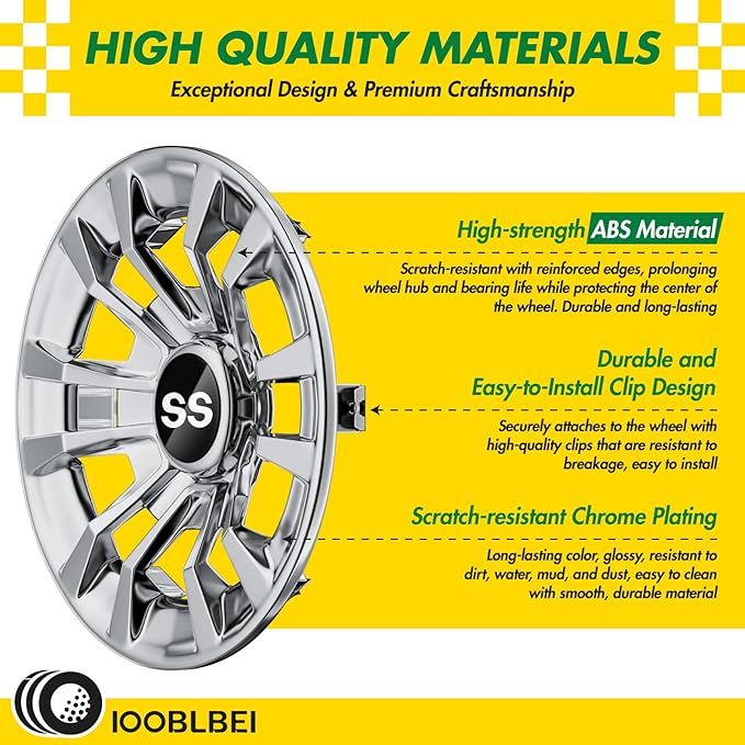 (4-Pack) Premium 8" Golf Cart Hub Caps, Hubcaps & Wheel Rim Covers, 6-Spoke Design for Club Car, EZGO, Yamaha (Excludes RXV Models) - 8 Inch Set, Abs,Steel, Acrylonitrile Butadiene Styrene