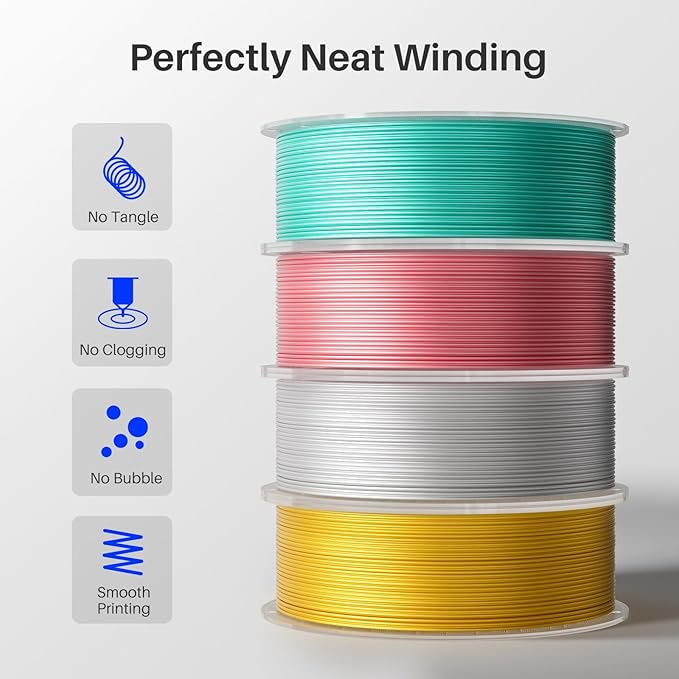 ELEGOO Silk PLA Filament 1.75mm Dual Color Black Green 1KG, Shiny 3D Printer - Image 3