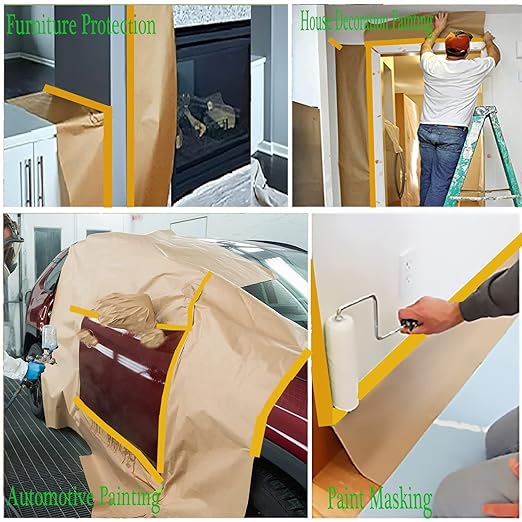 Pre-Taped Masking Paper for Painting, 20 Inch x 50 Feet Tape and Drape Painters - Image 3
