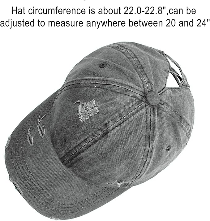 Womens Criss Cross Ponytail Baseball Cap Distressed Ponytail Hat High Messy Bun Trucker Ponycap for Outdoor Sports
