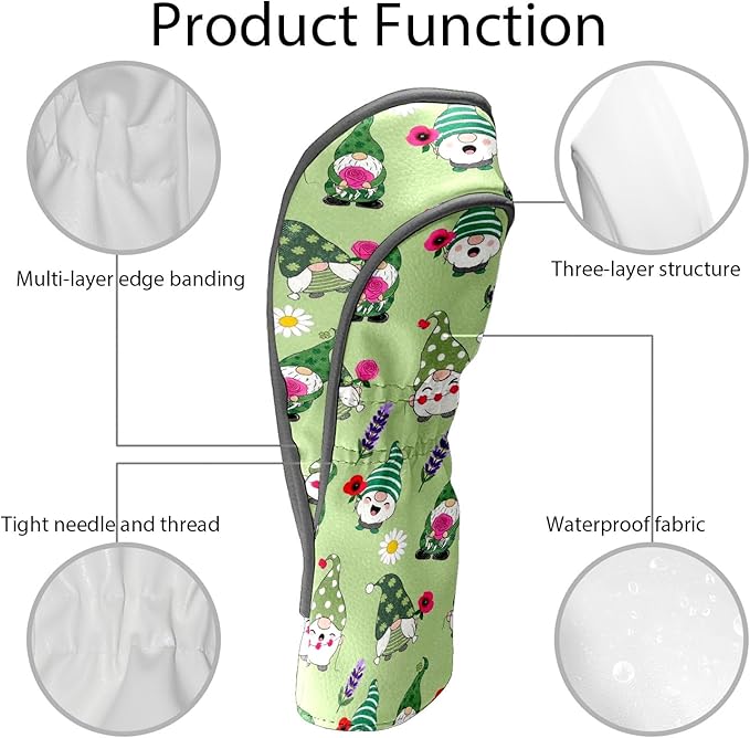 Golf Headcovers Fits Driver Hybrid Fairway 3/5 Wood, Waterproof PU Leather Golf Club Protector, Ideal Sports Accessories & Golfer Gift Colorful Geometry