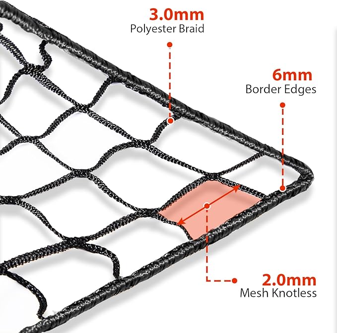 Baseball Softball Backstop Nets,Sports Net with 33ft Rope or Steel Hanging Kit, Nylon Nets Also for Basketball Soccer Lacrosse Hockey.