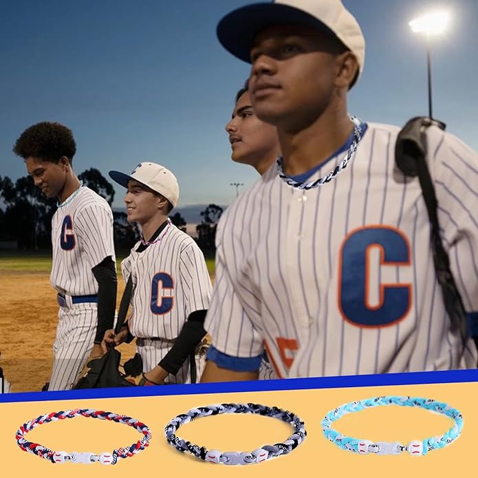 4 Pieces Baseball Necklaces for Boys,Three Braided Rope Tornado Sports Titanium Necklaces,Christmas Gifts Baseball Accessories Drip