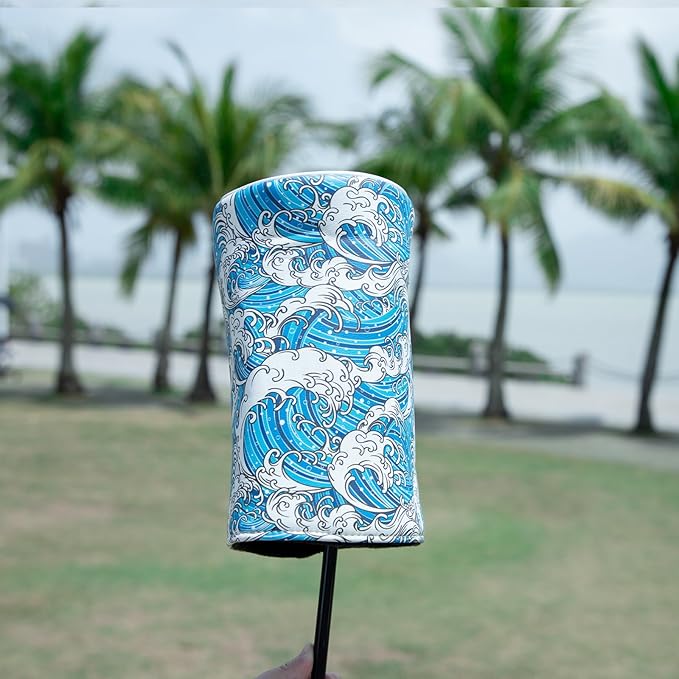Funny Golf Driver Covers PU Leather Barrel Driver Golf Headcover Palm Trees Golf Club Covers for Club Protection