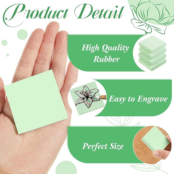 Frienda 24 Pcs 2" x 2" Rubber Carving Blocks Linoleum Blocks - Image 3