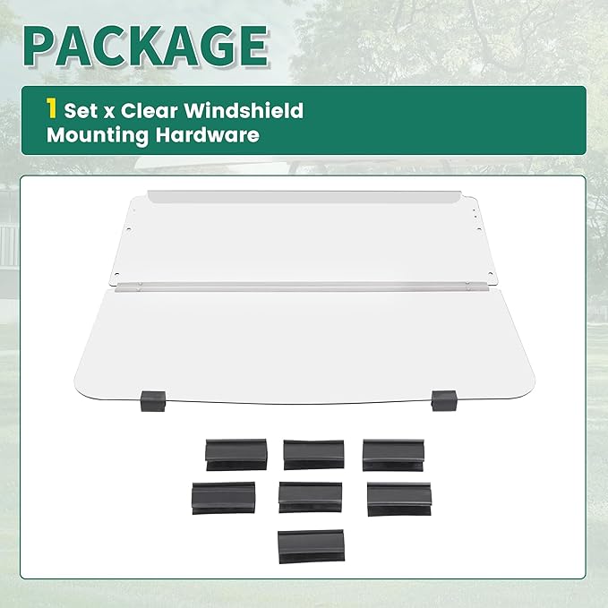 ECOTRIC Windshield Compatible with 1982-2000.5 Club Car DS Clear Fold Down Impact Resistant Golf Cart DS Model Approximate dimensions 39.25"W X 36.75"H