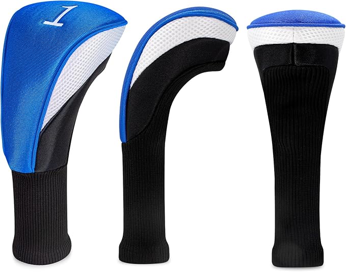 Golf Club Head Covers for Woods 3/4/5/6 Pieces Long Neck Mesh Sports Golf Club Headcovers Set with Interchangeable No. Tags 3 4 5 6 7 X Golf Accessories for Men Women