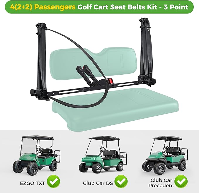 10L0L Golf Cart Seat Belts Kit,Universal for 4 Passenger/2+2 Seats EZGO TXT Club Car Yamaha,42” Belts with Bracket with Street-Legal Upgrades