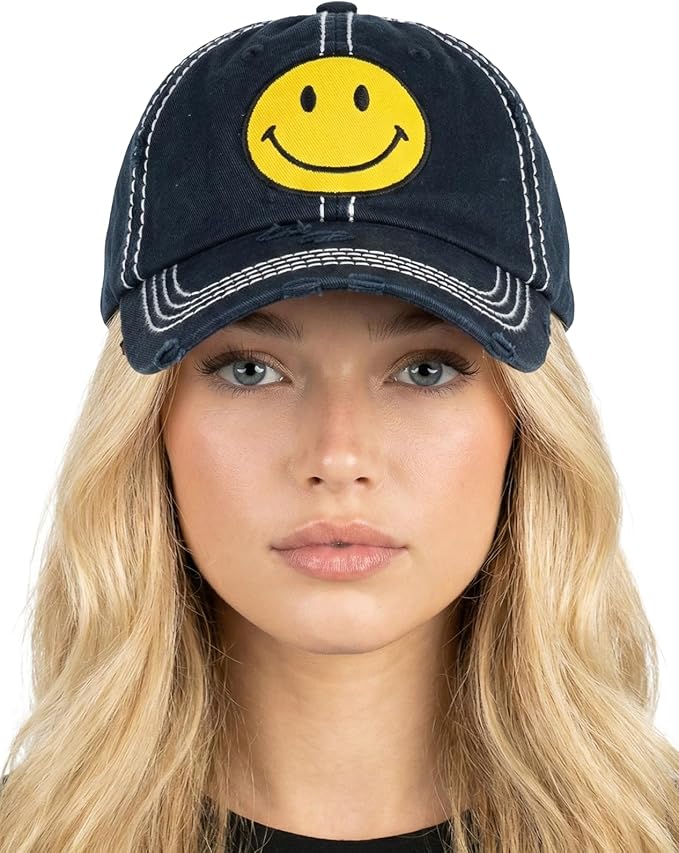 Funky Junque Distressed Vintage Baseball Cap - Embroidered Patch Women's Hat - Holiday, Lifestyle & Patriotic Designs