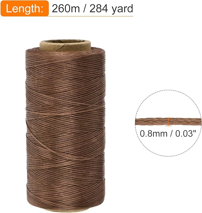 MECCANIXITY Waxed Thread, 284 Yard 0.8mm 150D Flat Wax Thread Polyester Waxed - Image 2