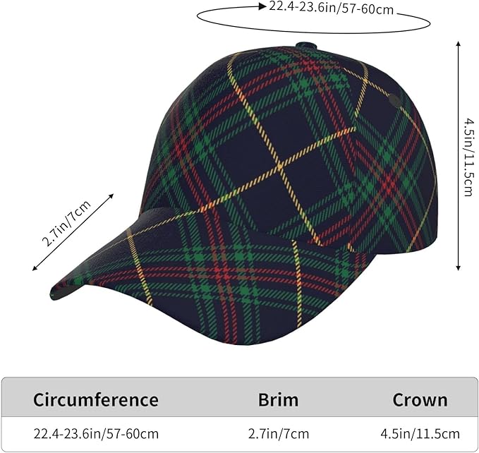 Vintage Cute Plaid Baseball Cap for Men Women,Adjustable Dad Hat Baseball Hat Summer Snapback Cap Outdoor