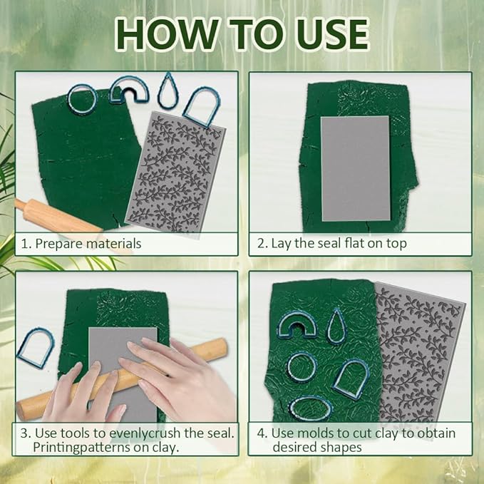 CHGCRAFT 16 Sheets Banana and Apple Clay Texture Mat Mushroom Pattern Polymer - Image 3