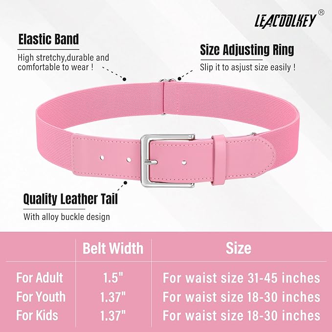 LEACOOLKEY Baseball Belt and Socks Combo Set Adjustable Softball Socks and Elastic Belt for Youth and Adult
