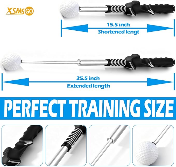Retractable Golf Swing Training Aid – Golf Swing Trainer with Ergonomic Grip & Audible Feedback | Golf Swing Corrector for Tempo, Balance & Accuracy | Indoor & Outdoor Golf Practice Tool