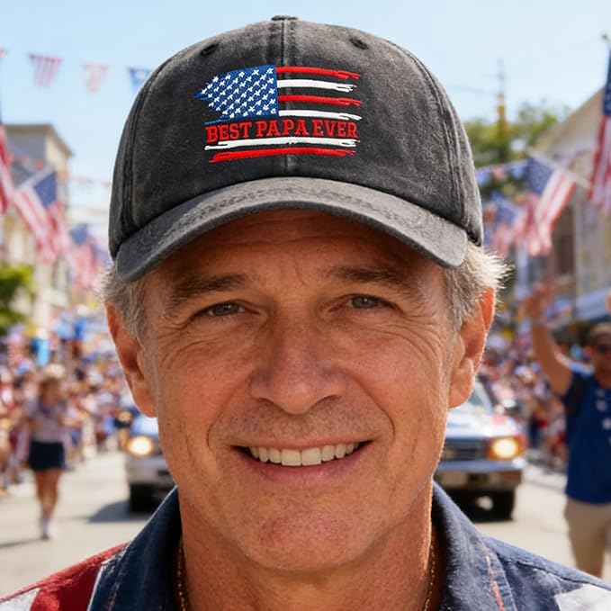 American Flag Patriotic Baseball Cap | Embroidered USA Flag 100% Cotton Adjustable Hat for Men & Women