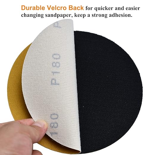 6-Inch No-Hole Hook and Loop Sanding Discs 180-Grit, Random Orbital Sandpaper - Image 4