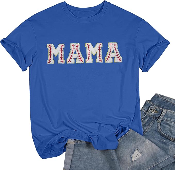 Baseball Mom Shirt Women Baseball Shirt Oversized Chenille Game Day Tops Sports Fan Gift Clothes