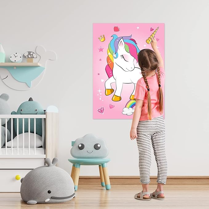 ASTARON Pin The Horn on The Unicorn Birthday Party Game - Image 4