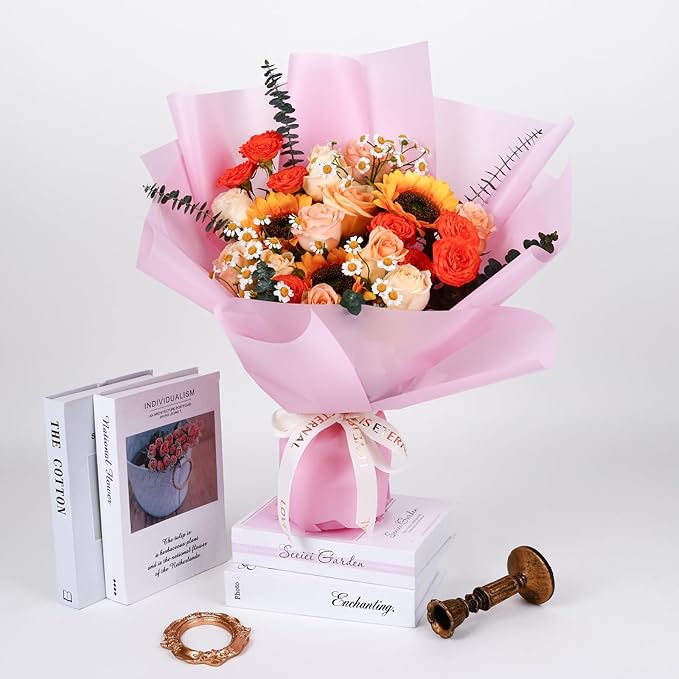 FUHITIM 20 Sheets Flower Wrapping Paper -Waterproof Floral Bouquet Wrapping - Image 6