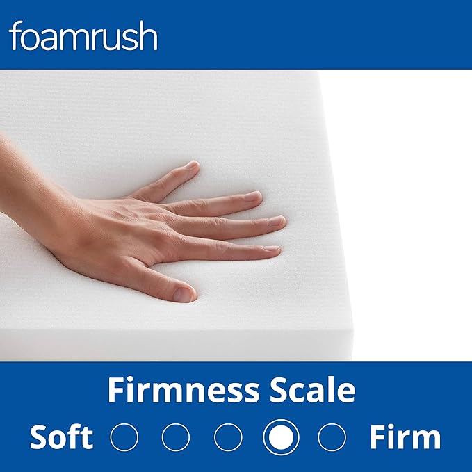 FoamRush 8" x 24" x 24" Charcoal High Density Upholstery Foam Cushion, - Image 3