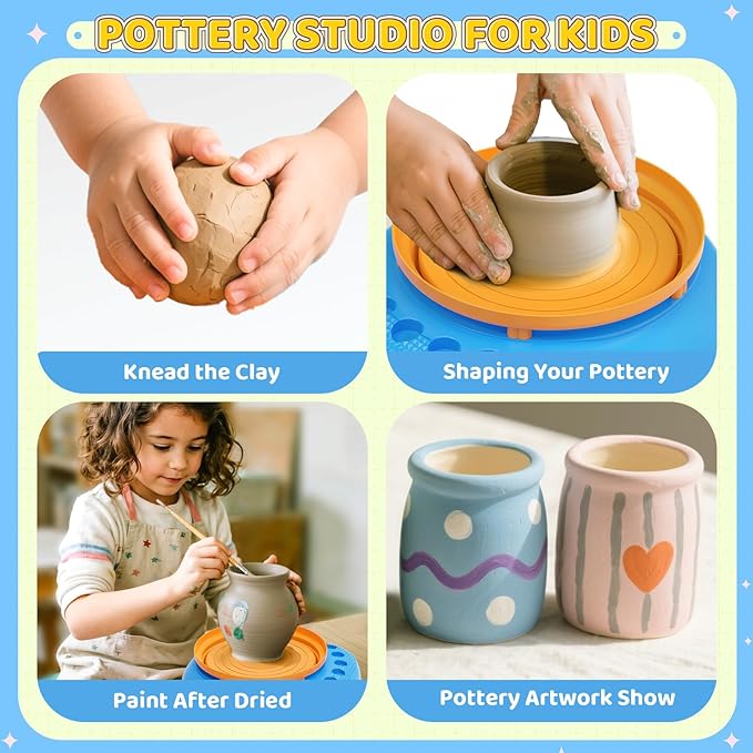 Pottery Wheel for Kids– Complete DIY Pottery Painting Kit for Ages 8-12 - Image 2