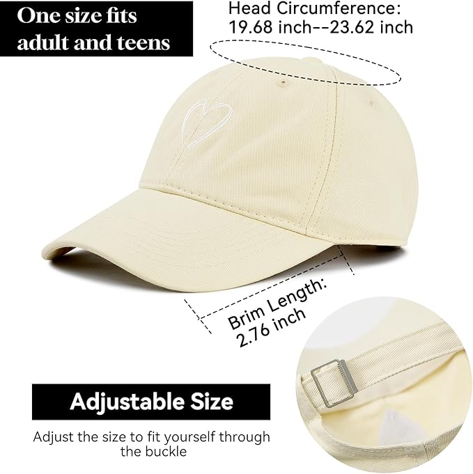 Zando 2026 Trendy Heart Baseball Caps for Women Men Girls Dad Adjustable Cute Cotton Trucker Hat for Casual Travel Sports