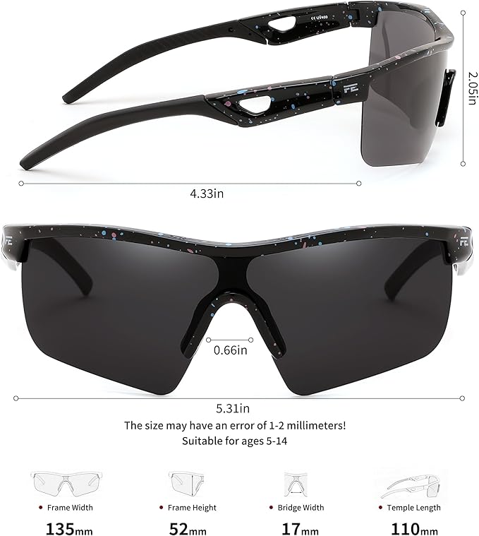 FEISEDY Kids Teens Baseball Polarized Sunglasses Sports TR90 Frame Boys Girls Cycling B2454
