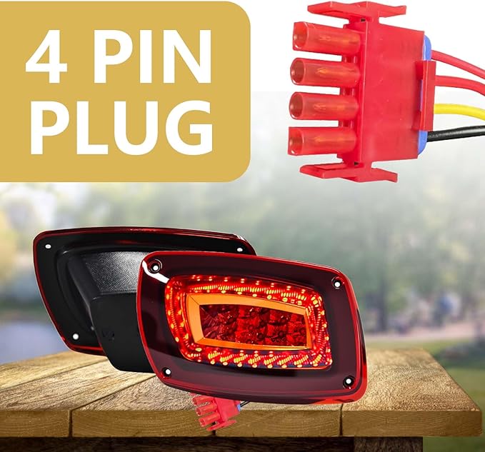 Golf Cart LED tail Lights, 12V Rear Lights with 4 Wire for 2016 + EZGO RXV,Replace Brake Lights Assembly for EZGO RXV 2016+ Gas & Electric Models