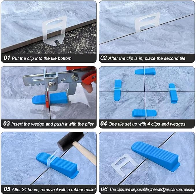 Tile Leveling System 1/16”Kit 1400pcs Tile Leveler Spacers Clips +320pcs - Image 5