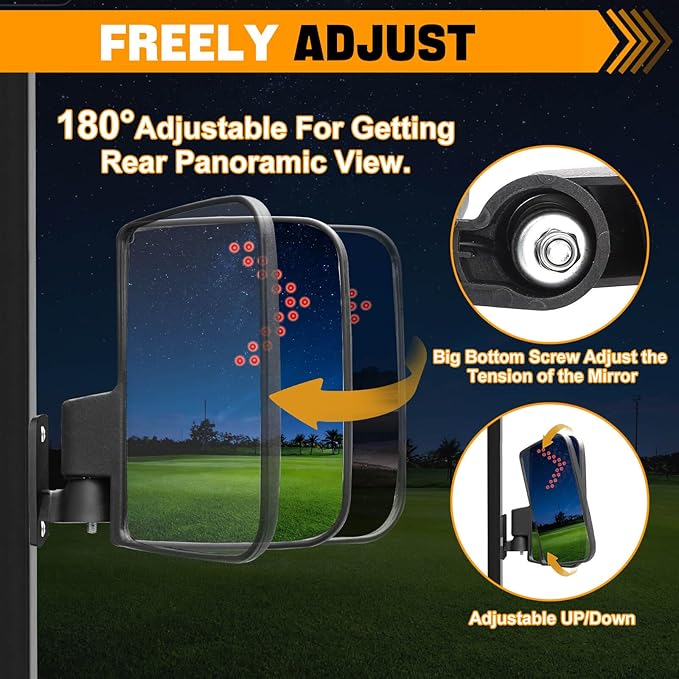 Golf Cart Side Mirrors with Turn Signal Light Golf Cart Rear View Mirrors for Club Car EZGO Yamaha Side Mirrors Golf Cart