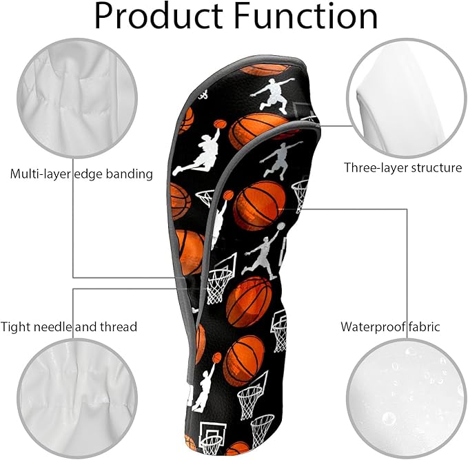 Golf Headcovers Fits Driver Hybrid Fairway 3/5 Wood, Waterproof PU Leather Golf Club Protector, Ideal Sports Accessories & Golfer Gift Colorful Geometry