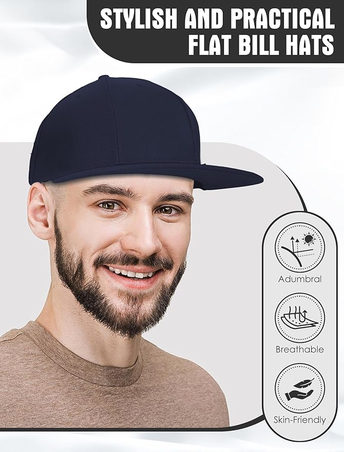 10 Pack Blank Snapback Hats for Men Flat Brim Hats Baseball Caps Bulk