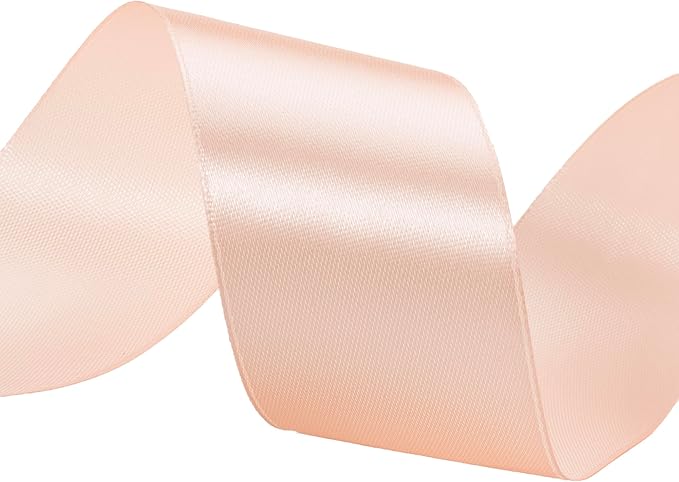 1 1/2 Inch Peach Solid Satin Ribbon, 50 Yards Craft Fabric Ribbon - Image 4