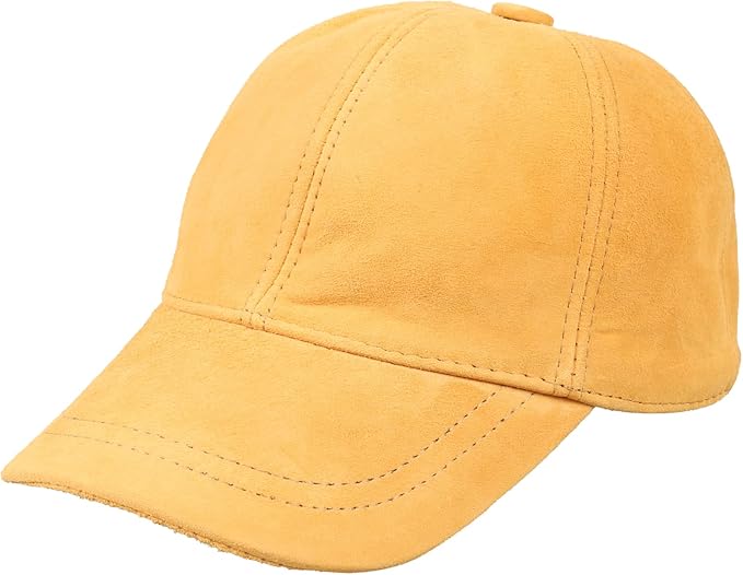 Suede Leather Baseball Cap – Unstructured 6 Panel Adjustable Strapback Hat for Men & Women