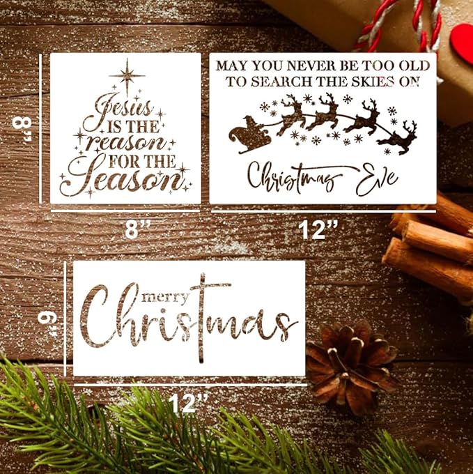 Christmas Stencils for Painting on Wood 12inch Large Christmas Stencil Xmas - Image 2
