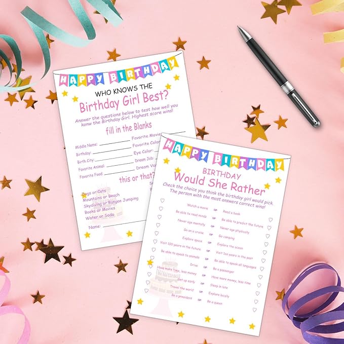 ALodr Girls Birthday Party Set, 20 Birthday Double Sided Cards Set, Girls - Image 4