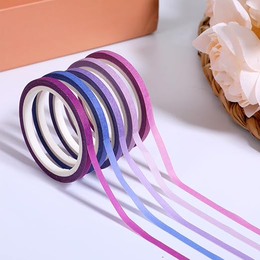20 Rolls Rainbow Washi Tape Slim, 3mm Colorful Rainbow Pastel Washi Tape Set - Image 3