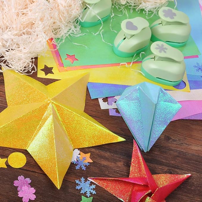 UCEC 50 Sheet Shiny Origami Paper 10 Colors Square Iridescent Origami Paper - Image 7
