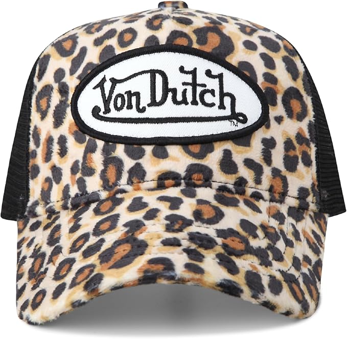 Von Dutch Unisex Trucker Hat - Velvet Curved Bill Mesh Back Retro Classic Adjustable Snapback Baseball Cap for Men and Women