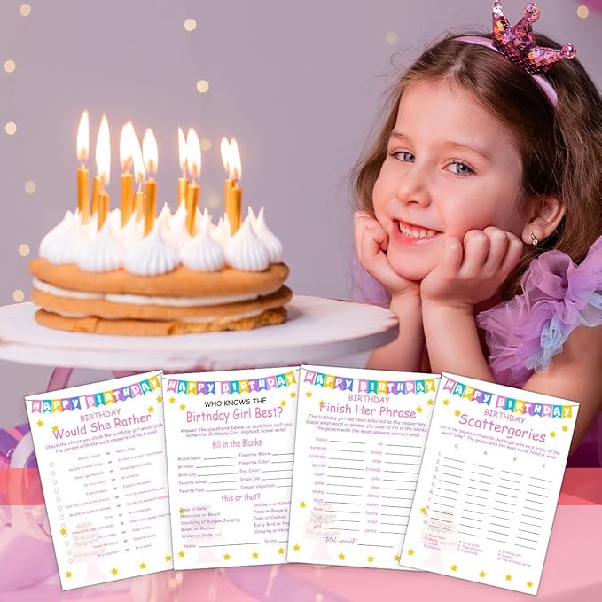 ALodr Girls Birthday Party Set, 20 Birthday Double Sided Cards Set, Girls - Image 6