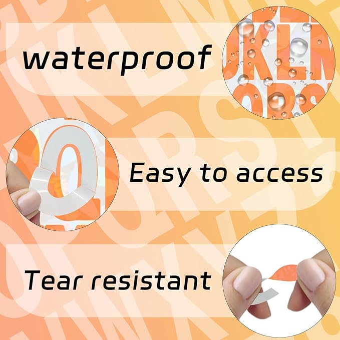 Starboling Letter Stickers, 2 inch 8 Sheets Orange Alphabet Sticker, Self - Image 3