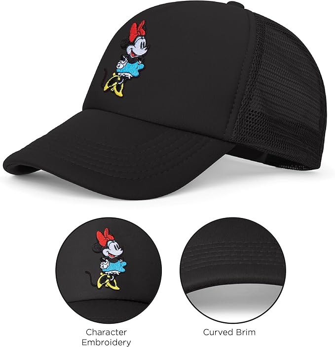 Disney Adult Trucker Hat, Minnie Mouse Mesh Snapback Baseball Cap