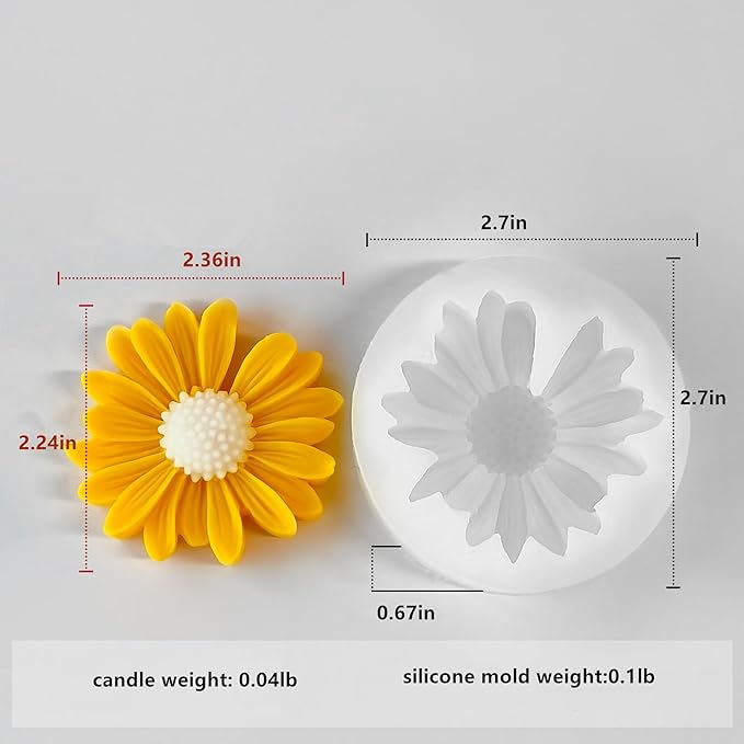 Daisy Candle Mold 4pack, Daisy Silicone molds - Image 2
