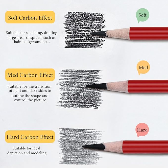 Heshengping Professional Charcoal Pencils Drawing Set Sketching Kit -6 Pieces - Image 2
