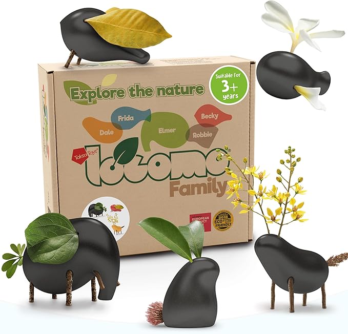 Taksa Toys Locomo Family Black Edition Waldorf Montessori Toys Wooden Animal by TaksaToys