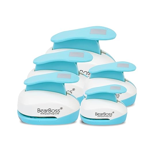 BearBoss Square Paper Punch Set, 5 Different Sizes, Scrapbooking Crafting Tool by BearBoss