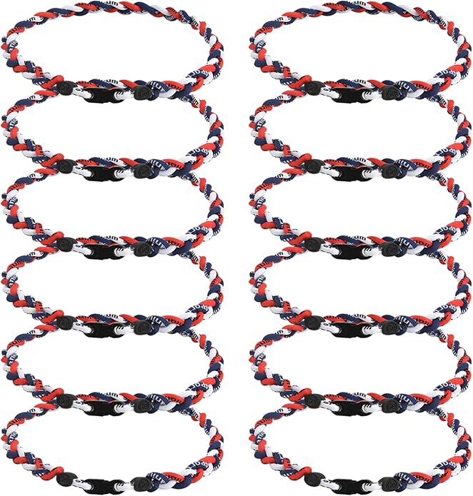 12Pack Baseball Necklaces for Boys, 18inches Braided Rope Tornado Titanium Sports Necklaces, Ideal for Baseball Team Gifts, Party Favors, Baseball Accessories Drip，Multi-Color