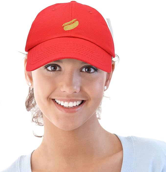 DALIX Hot Dog Hat Embroidered Mens Womens Baseball Cap