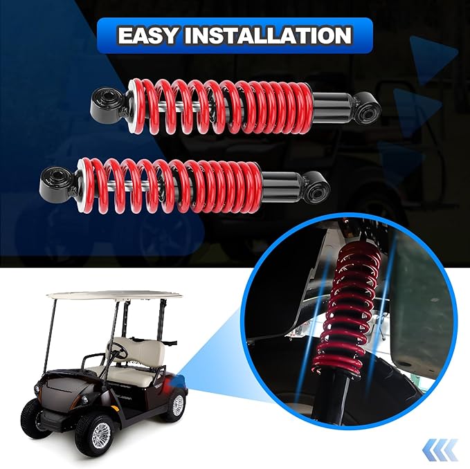 Rear Golf Cart Shock Absorbers Heavy Duty with Springs Compatible with 1995-up Yamaha Gas and Electric G14 G16 G19 G20 G22 G29 Models Replace# JN4-F2210-00, JN3-F2210-00 (RED)